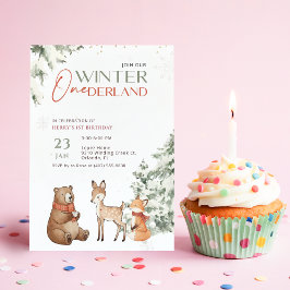 Winter Watercolor Dier Onederland Eerste Verjaarda Kaart