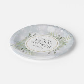 Winter Watercolor Groene Bruiloft Feest Papieren Bordje (Gekanteld)