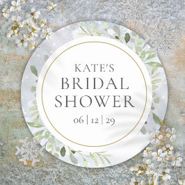 Winter Watercolor Groene Bruiloft Feest Ronde Sticker