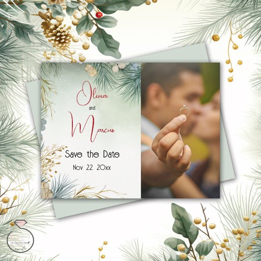 Winter Watercolor Groenelementen  Briefkaart