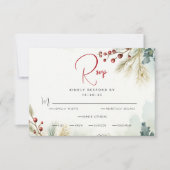 Winter Watercolor Groenelementen RSVP Kaartje (Voorkant)