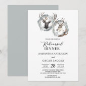 Winter Watercolor Hertenkrans Zilver Kaart (Voorkant / Achterkant)