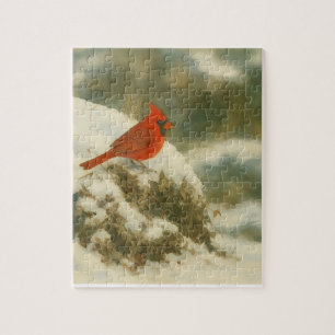 Winter Watercolor Kardinaal Legpuzzel