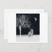 Winter watercolor painting of a wild wolf briefkaart (Voorkant / Achterkant)