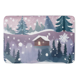Winter Watercolor Sneeuw Hut Badmat