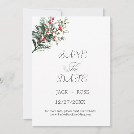 Winter Watercolor Trouwen Save The Date (Voorkant)