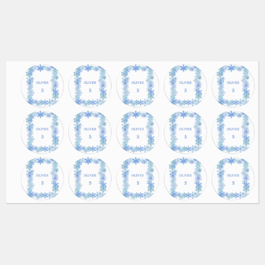 Winter Waterproof Labels Minimalist Snowflake Name (Vel)