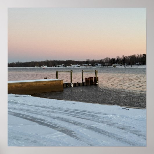 Winter Waterscape Sunset Poster (Voorkant)