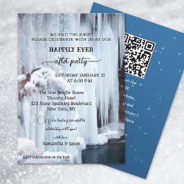 Winter Waterval Trouwfeest met een Gelukkig Voor A Kaart