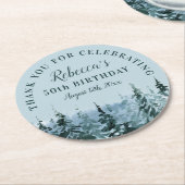 Winter Waterverf 50ste verjaardag Dank u wel Ronde Kartonnen Onderzetter (Gebogen)