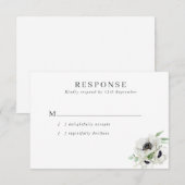 Winter Waterverf Anemonen Bruiloft RSVP Kaartje (Voorkant / Achterkant)