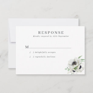 Winter Waterverf Anemonen Bruiloft RSVP Kaartje