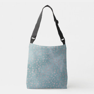 Winter Waterverf Aqua & Silver Glitter Polka Dots Crossbody Tas
