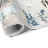 Winter Waterverf Arctic Hare Wolf Fox Snowy Owl 2 Cadeaupapier (Rol Hoek)