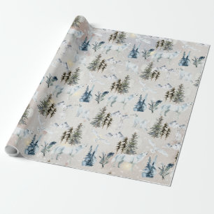 Winter Waterverf Arctic Hare Wolf Fox Snowy Owl 2 Cadeaupapier