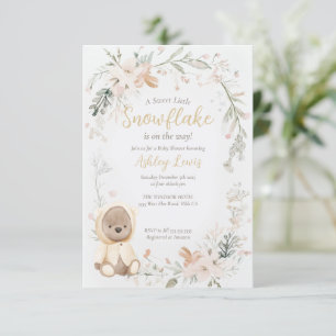 Winter waterverf beer babyshower kaart