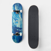 Winter Waterverf Bergen Landschap Monogram Persoonlijk Skateboard (Voorkant)