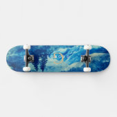 Winter Waterverf Bergen Landschap Monogram Persoonlijk Skateboard (Horizontaal)