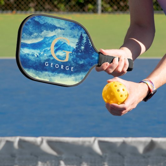 Winter Waterverf Bergen Landschap Monogram Pickleball Paddle (Insitu)
