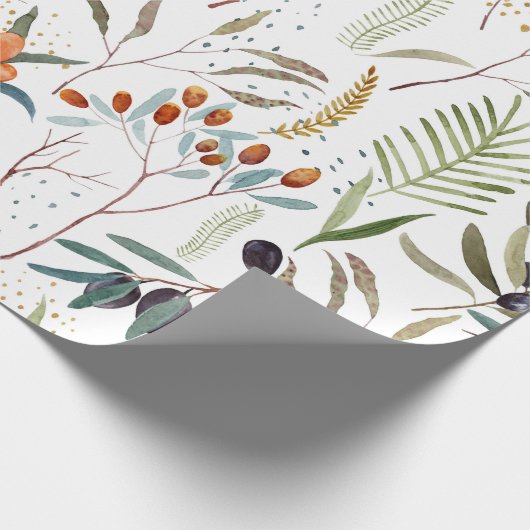 Winter Waterverf Berries Patroon Cadeaupapier (Hoek)
