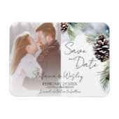 Winter waterverf besneeuwde dennen foto opslaan va magneet (Horizontaal)