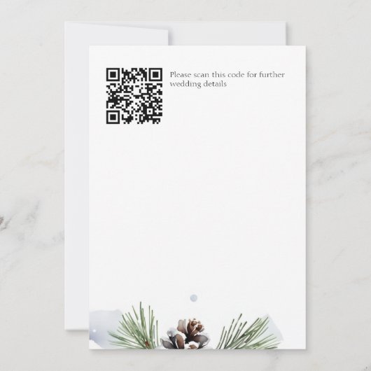 Winter waterverf besneeuwde dennen opslaan de datu save the date (Achterkant)