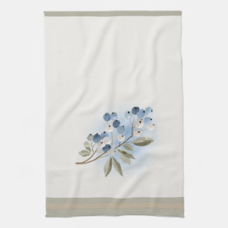 Winter Waterverf Blauwe Bes Botanisch Theedoek