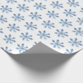 Winter Waterverf Blauwgroen Blue Snowflakes Kerst Cadeaupapier (Hoek)