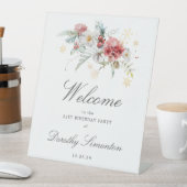 Winter Waterverf Bloemen 21e Verjaardag Welkom Reclamebord Met Voetstuk (Insitu)