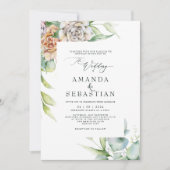Winter Waterverf Bloemen Trouwfeest Kaart (Voorkant)