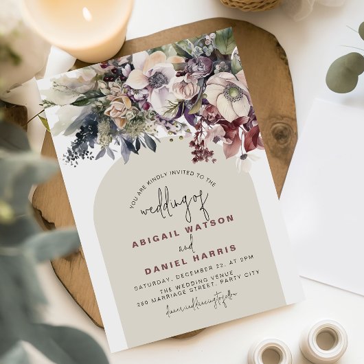 Winter Waterverf bloemenbruiloft Kaart