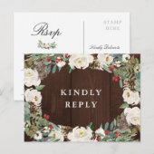 Winter waterverf bloemenhuwelijk RSVP Briefkaart (Voorkant / Achterkant)