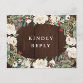 Winter waterverf bloemenhuwelijk RSVP Briefkaart (Voorkant)