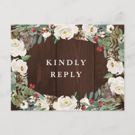 Winter waterverf bloemenhuwelijk RSVP Briefkaart