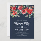 Winter waterverf bloemenmarine blauw kerstfeest kaart (Voorkant)