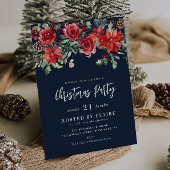 Winter waterverf bloemenmarine blauw kerstfeest kaart