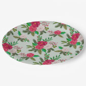 Winter Waterverf bloemenpatroon op lichtgroen Papieren Bordje (Gekanteld)