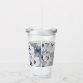 Winter Waterverf Bloemmonogram gepersonaliseerd Acryl Drinkbeker (Rechts)
