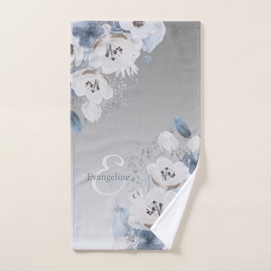 Winter Waterverf Bloemmonogram gepersonaliseerd Bad Handdoek (Handdoek)