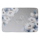 Winter Waterverf Bloemmonogram gepersonaliseerd Badmat (Voorkant)