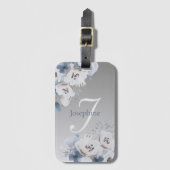 Winter Waterverf Bloemmonogram gepersonaliseerd Bagagelabel (Voorkant (verticaal))