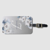 Winter Waterverf Bloemmonogram gepersonaliseerd Bagagelabel (Voorkant (horizontaal))