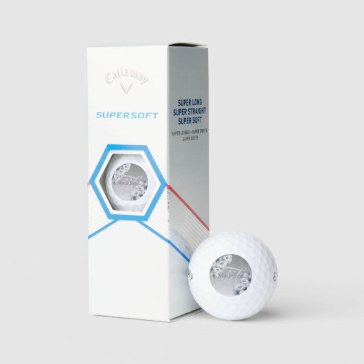 Winter Waterverf Bloemmonogram gepersonaliseerd Golfballen (Verpakking)
