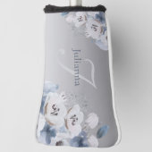 Winter Waterverf Bloemmonogram gepersonaliseerd Golfheadcover (Draai 90)