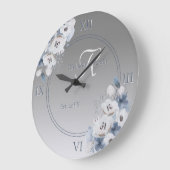 Winter Waterverf Bloemmonogram gepersonaliseerd Grote Klok (Hoek)