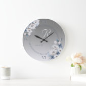 Winter Waterverf Bloemmonogram gepersonaliseerd Grote Klok (Huis)