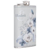 Winter Waterverf Bloemmonogram gepersonaliseerd Heupfles (Rechts)