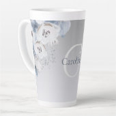 Winter Waterverf Bloemmonogram gepersonaliseerd Latte Mok (Linkerhoek)