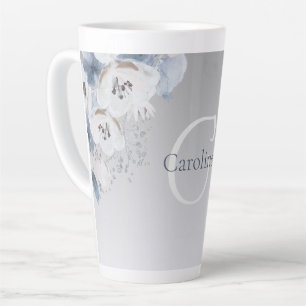 Winter Waterverf Bloemmonogram gepersonaliseerd Latte Mok