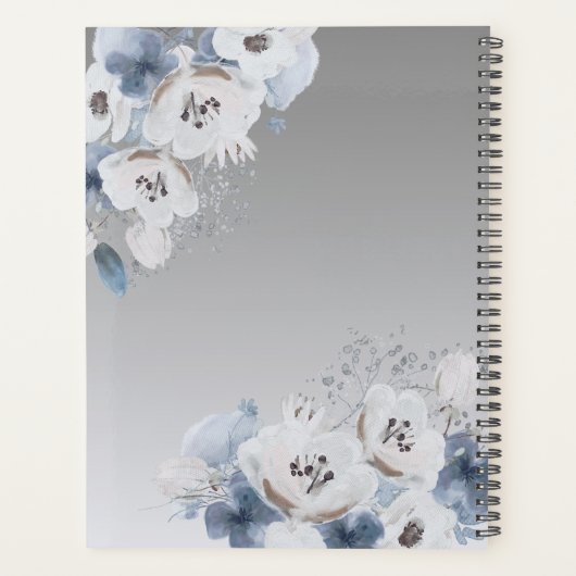 Winter Waterverf Bloemmonogram gepersonaliseerd Planner (Achterkant)